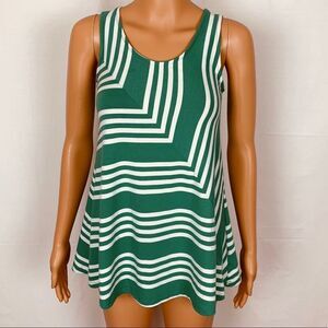 Puella Anthropologie Striped Swing Peplum Tank Top Sleeveless Blouse green XXS